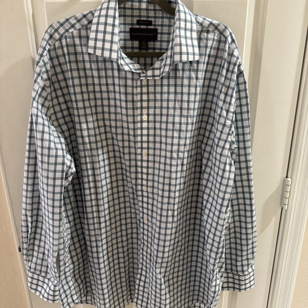 Wilke Rodriguez Men's Long Sleeve Shirt Green pattern 17 1/2 34/35 Classic Fit
